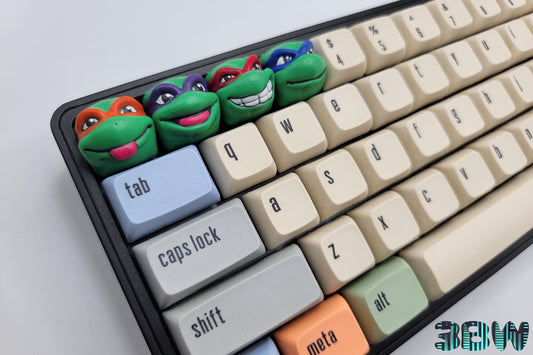 TMNT Keycap Set | Handpainted Resin Artisan Caps | Cherry MX | Leonardo, Donatello, Raphael, Michelangelo