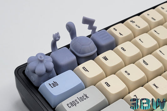 Pokemon Starters Keycap Set | Unpainted Resin Artisan Caps | Cherry MX | Charmander, Bulbasaur, Squirtle, Pikachu