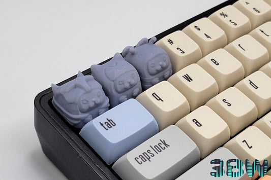 Chibi Cat Costume Keycap Set | Unpainted Resin Artisan Caps | Cherry MX | Batman Cat, Snorlax Cat, Bee Cat