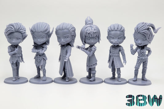 Chibi Origin Companion Set | 4-Inch Resin Model Kits | BG3 Baldur’s Gate 6-Pack