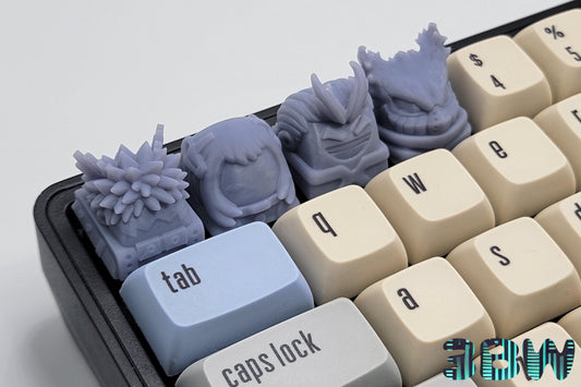 My Hero Academia Keycap Set | Unpainted Resin Artisan Caps | Cherry MX | Bakugo, Uraraka, All Might, Deku
