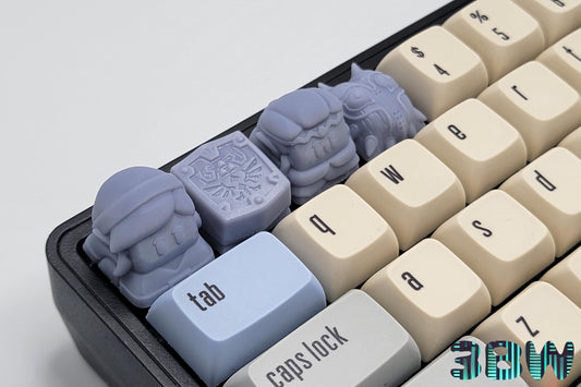Zelda Keycap Set | Unpainted Resin Artisan Caps | Cherry MX | Link, Zelda, Hylian Shield, Majora Mask