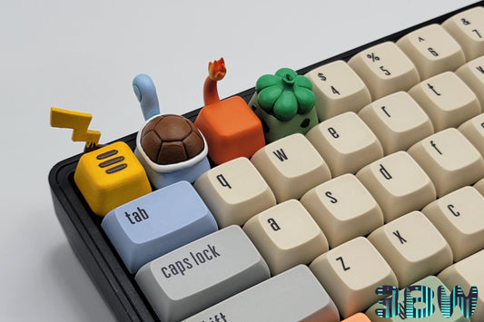 Pokémon Starter Keycap Set | Handpainted Resin Artisan Caps | Cherry MX | Charmander, Bulbasaur, Squirtle, Pikachu