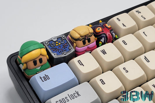 Zelda Keycap Set | Handpainted Resin Artisan Caps | Cherry MX | Link, Zelda, Hylian Shield, Majora Mask