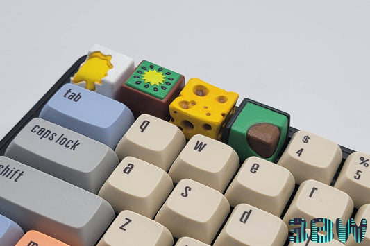 Food Keycap Set | Handpainted Resin Artisan Caps | Cherry MX | Cheese, Egg, Avocado, Kiwi