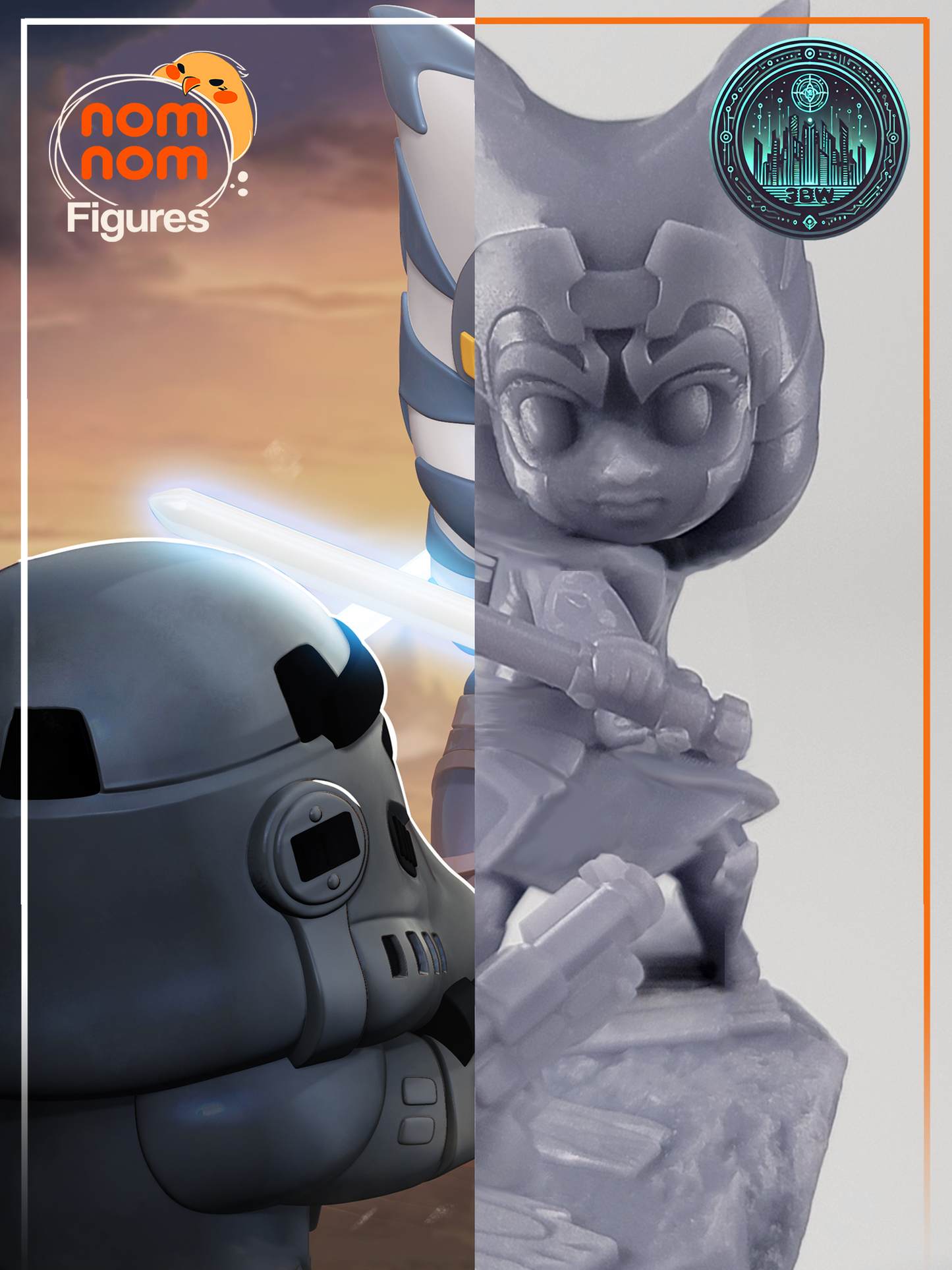 Chibi Ahsoka Tano vs Stormtrooper | 3-Inch Resin Model Kit | Star Wars Jedi Fight Scene