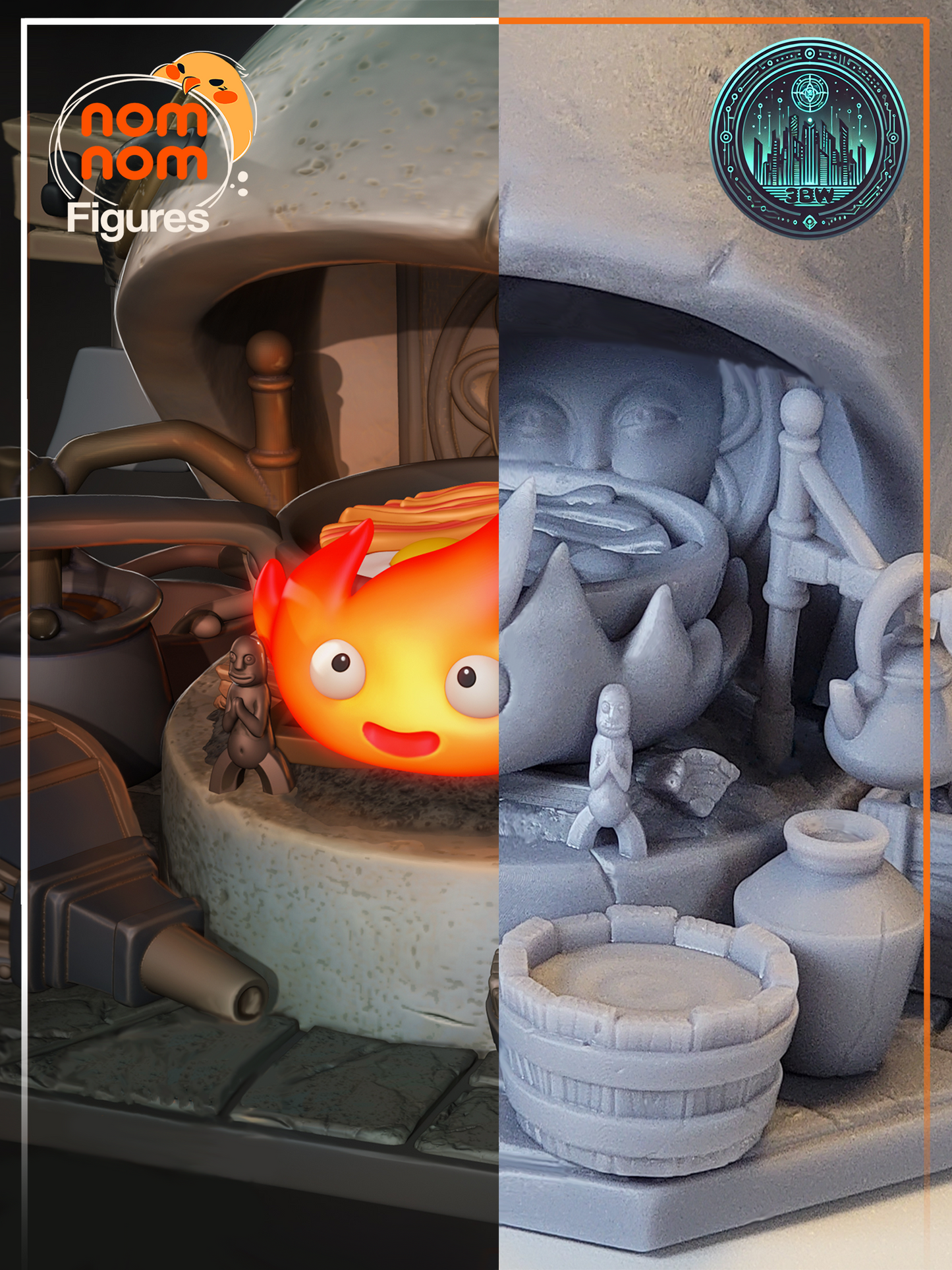 Chibi Calcifer | 3" Resin Model Kit | DIY Howl's Moving Castle Flame Spirit