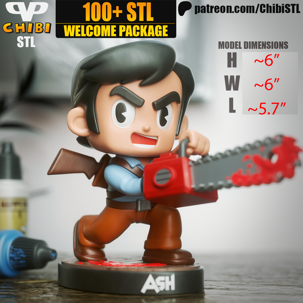 Chibi Ash | Resin Model Kit | Evil Dead Boomstick Hero