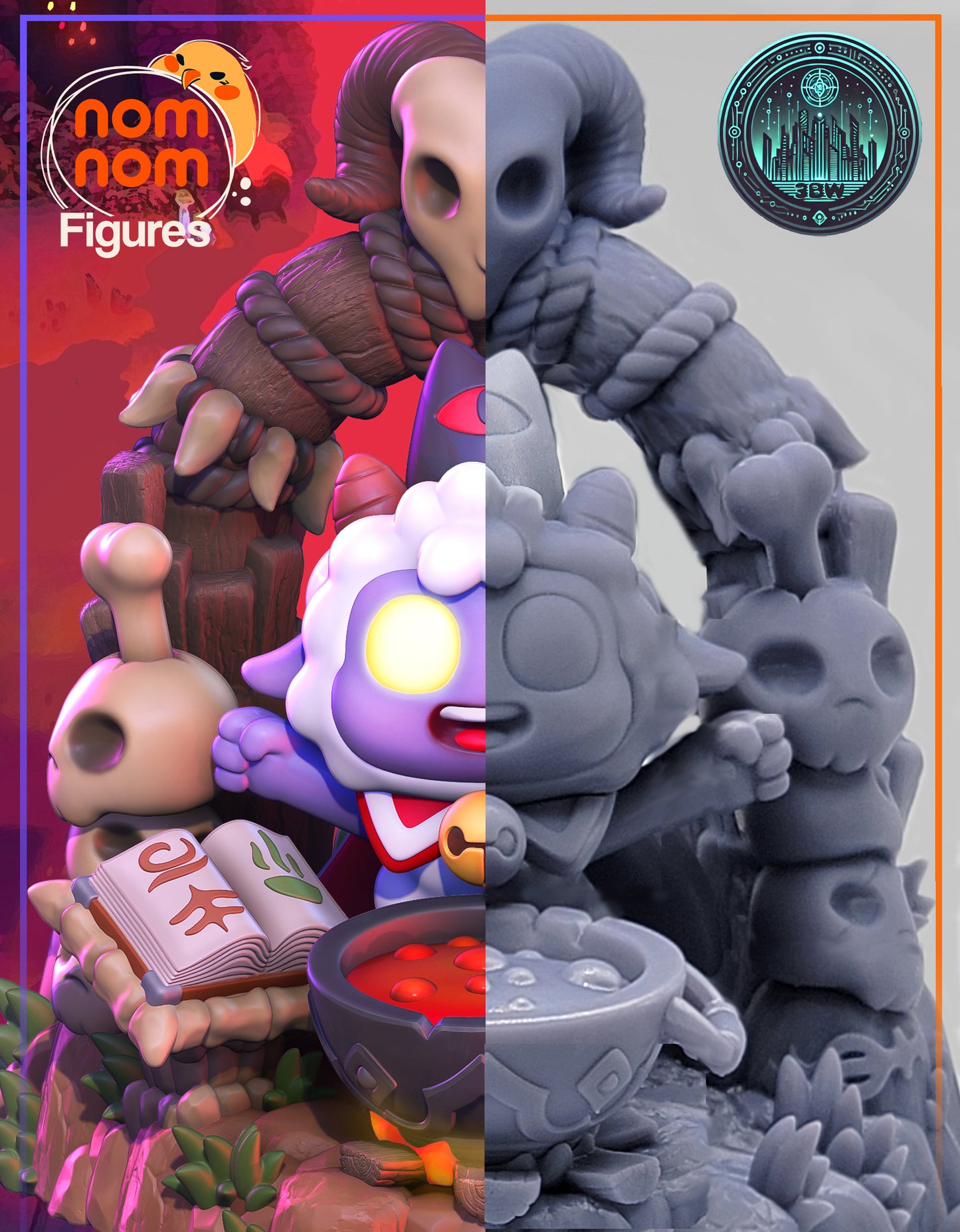 Chibi Cult of the Lamb Ritual | 4.5-Inch Resin Model Kit | Ritual Scene