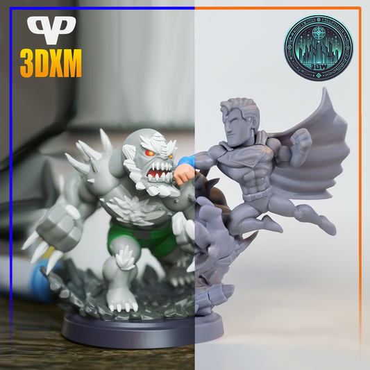 Superman vs Doomsday | Resin Model Kit | Chibi Final Battle Diorama