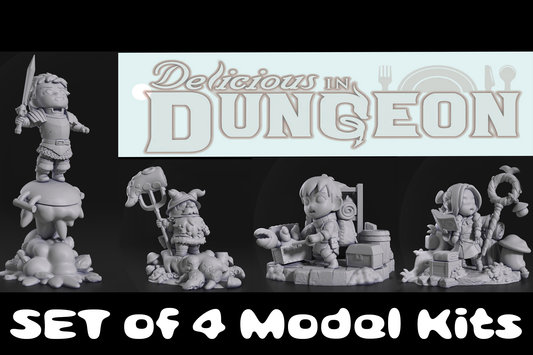 Chibi Dungeon Meshi Set | 4 Resin Model Kits | DIY DND Fantasy Adventure Party