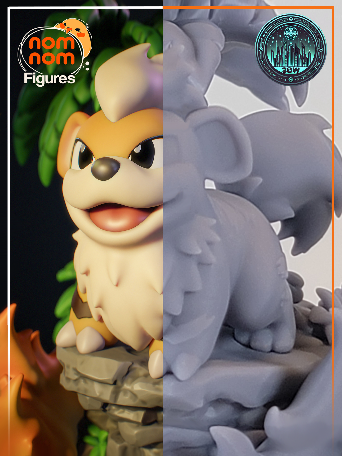 Chibi Growlithe | 3" Resin Model Kit | DIY Pokemon Fire-Type Puppy