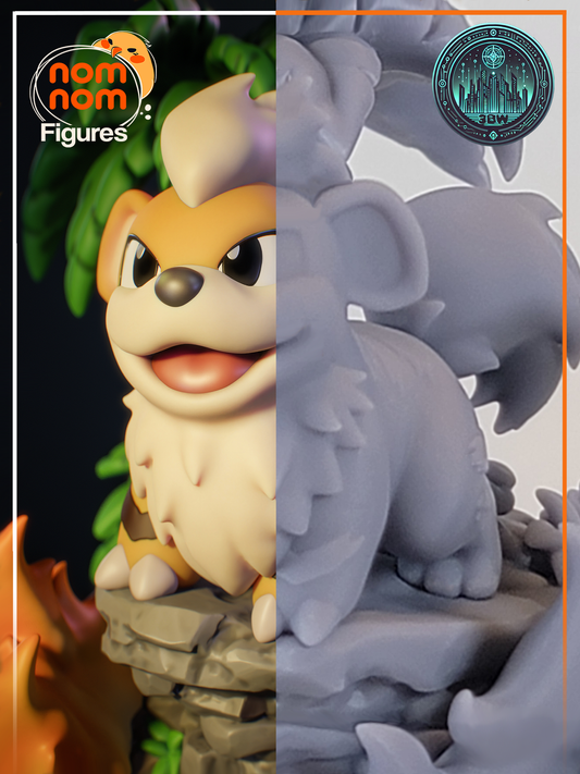 Chibi Growlithe | 3" Resin Model Kit | DIY Pokemon Fire-Type Puppy
