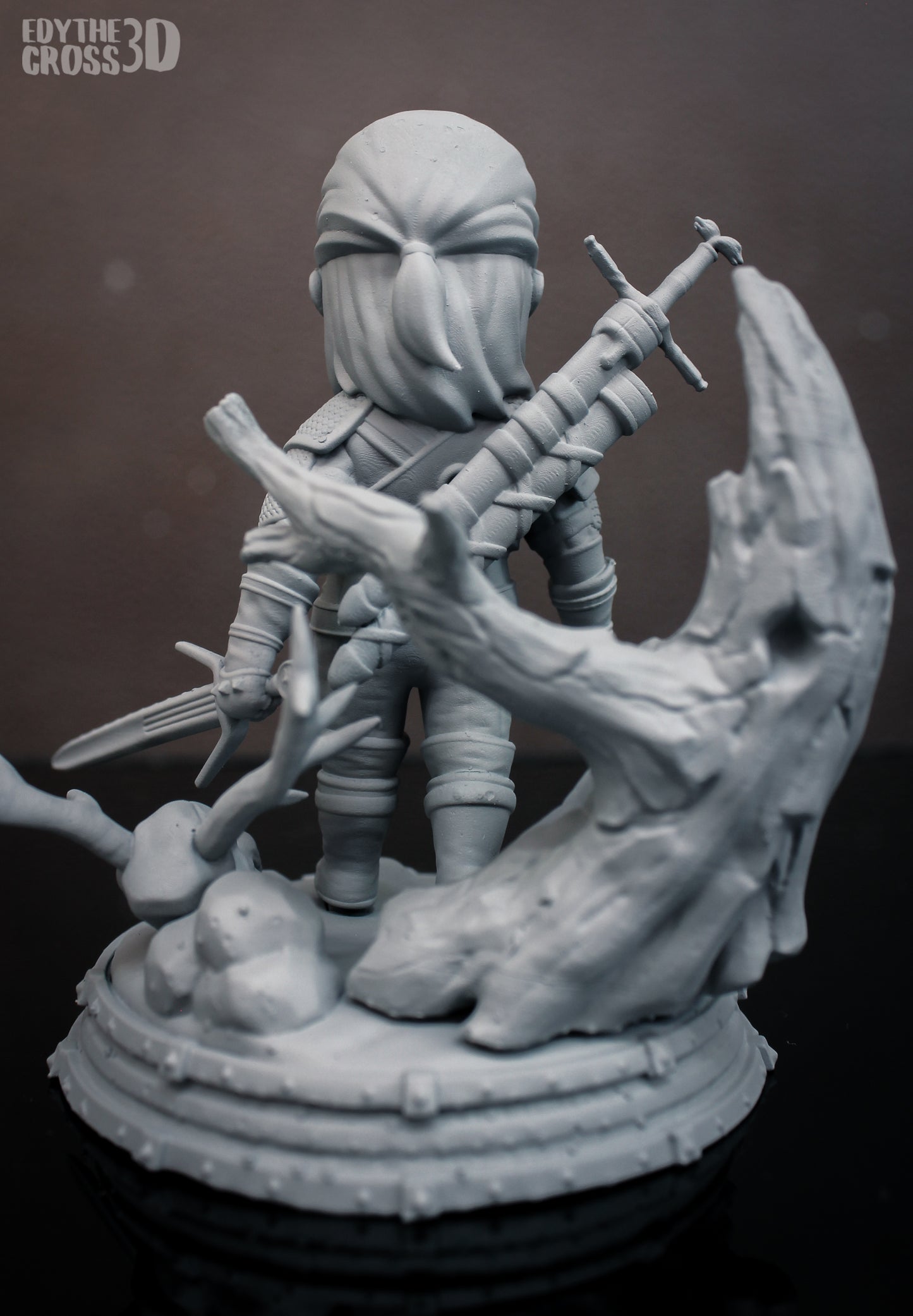 Chibi Geralt | 4-Inch Resin Model Kit | DIY Witcher Adorable Mutant
