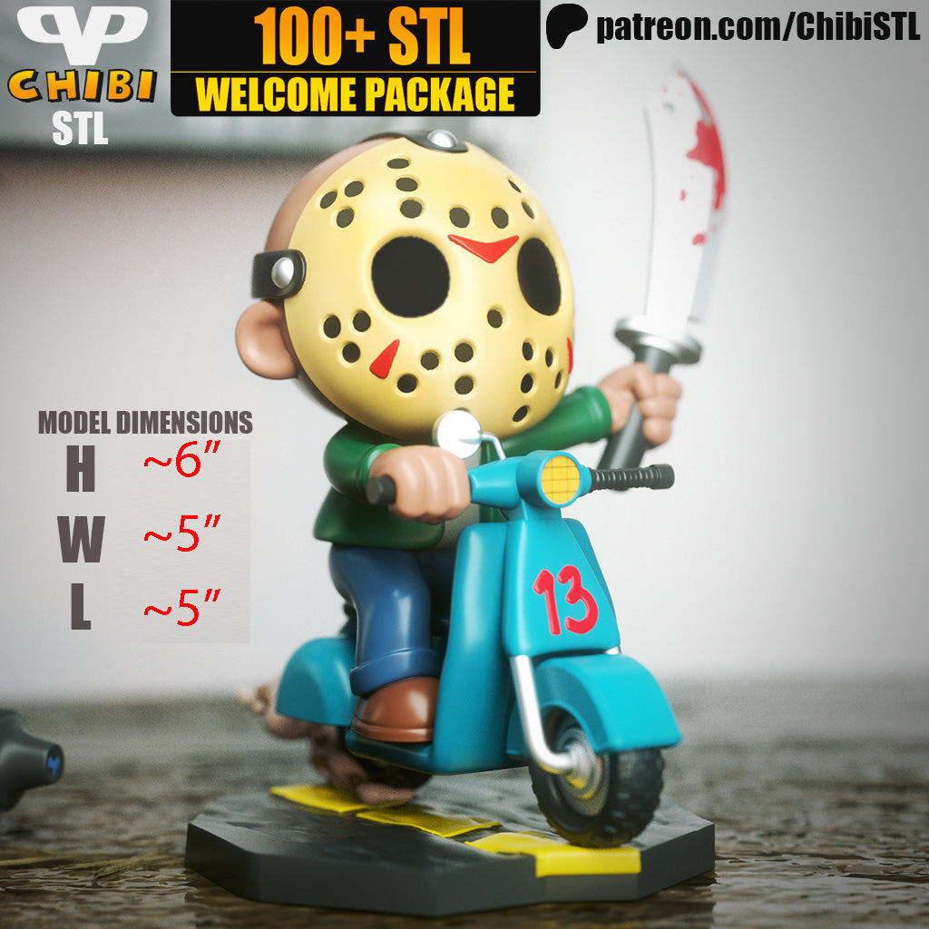 Chibi Jason | Resin Model Kit | Horror Slasher on Vespa
