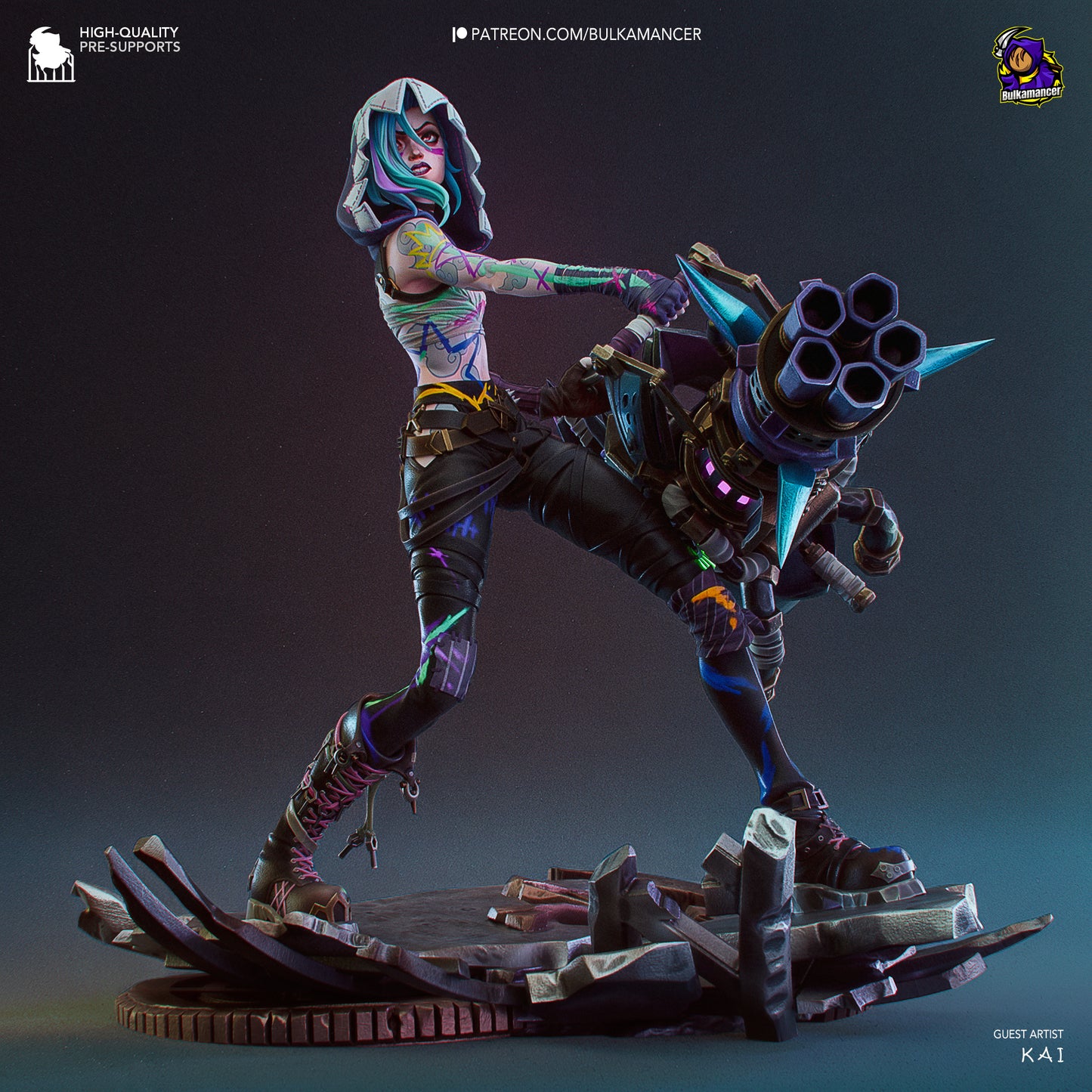 Fractured Jinx | 9-Inch Resin Model Kit | Arcane Loose Cannon of Zaun