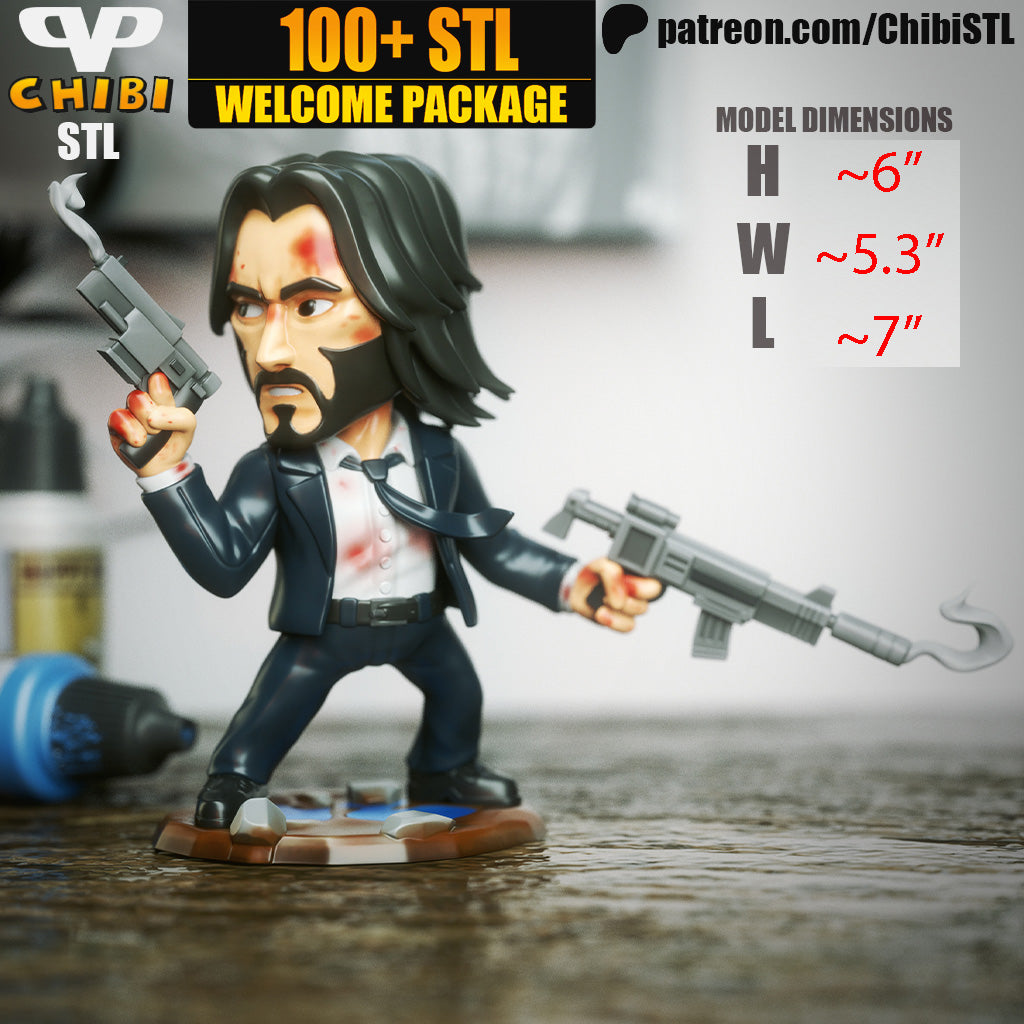 Chibi John Wick | Resin Model Kit | Reluctant Hitman