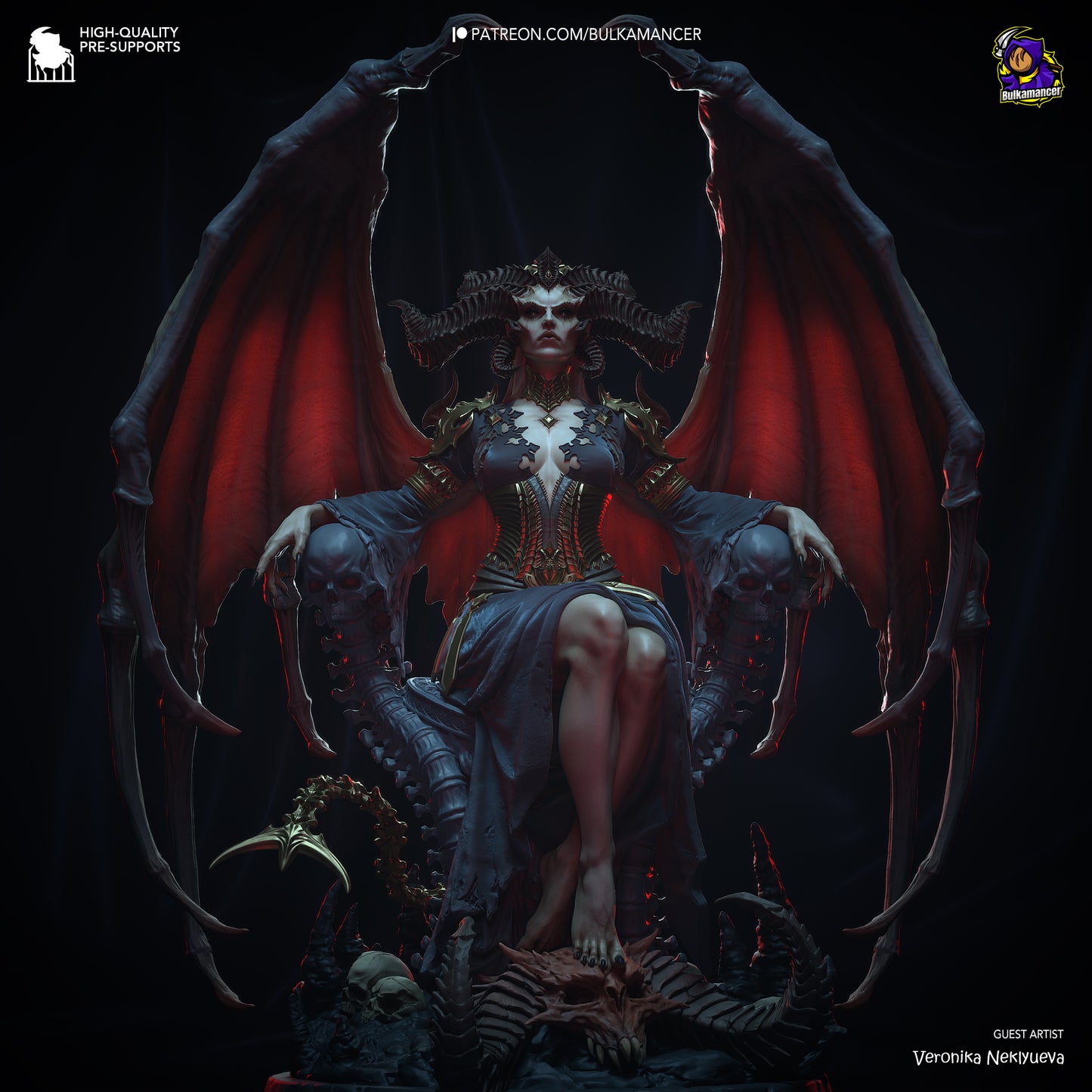 Lilith | 12-Inch Resin Model Kit | DIY Diablo 4 Demon Queen