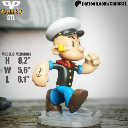 Chibi Popeye | Resin Model Kit | Sailor Tough Guy