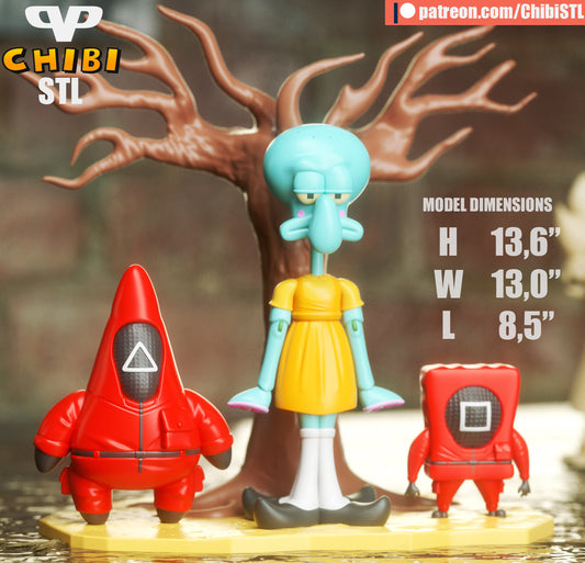 Squid Game x Spongebob | Resin Model Kit | Bikini Bottom Survival Set