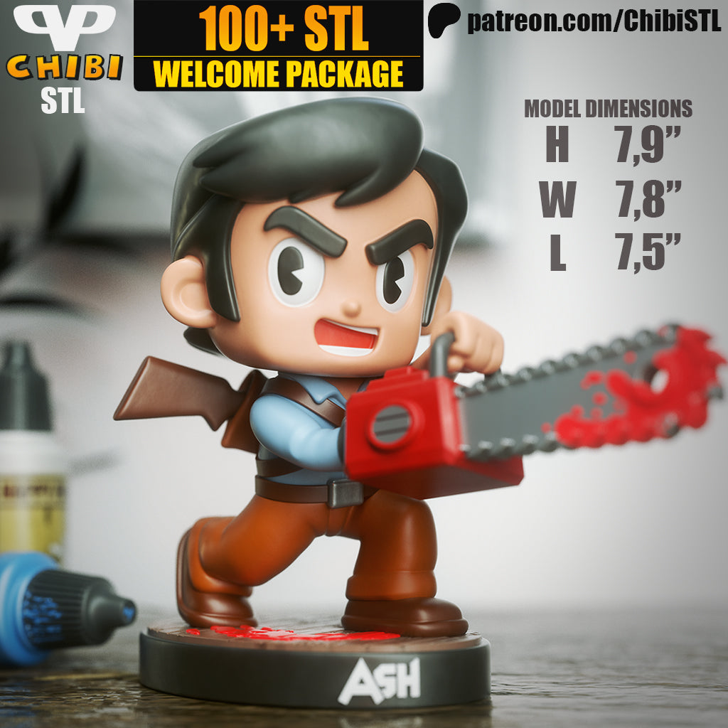 Chibi Ash | Resin Model Kit | Evil Dead Boomstick Hero