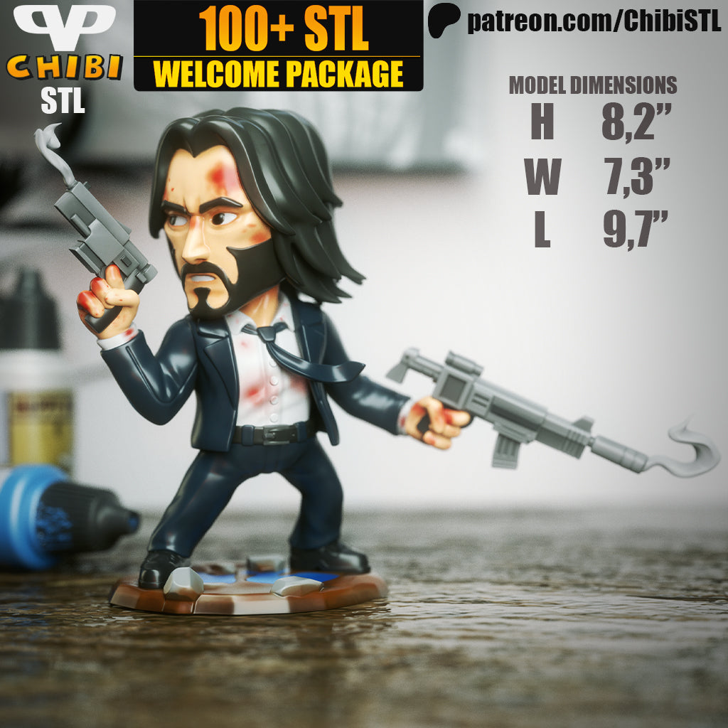 Chibi John Wick | Resin Model Kit | Reluctant Hitman