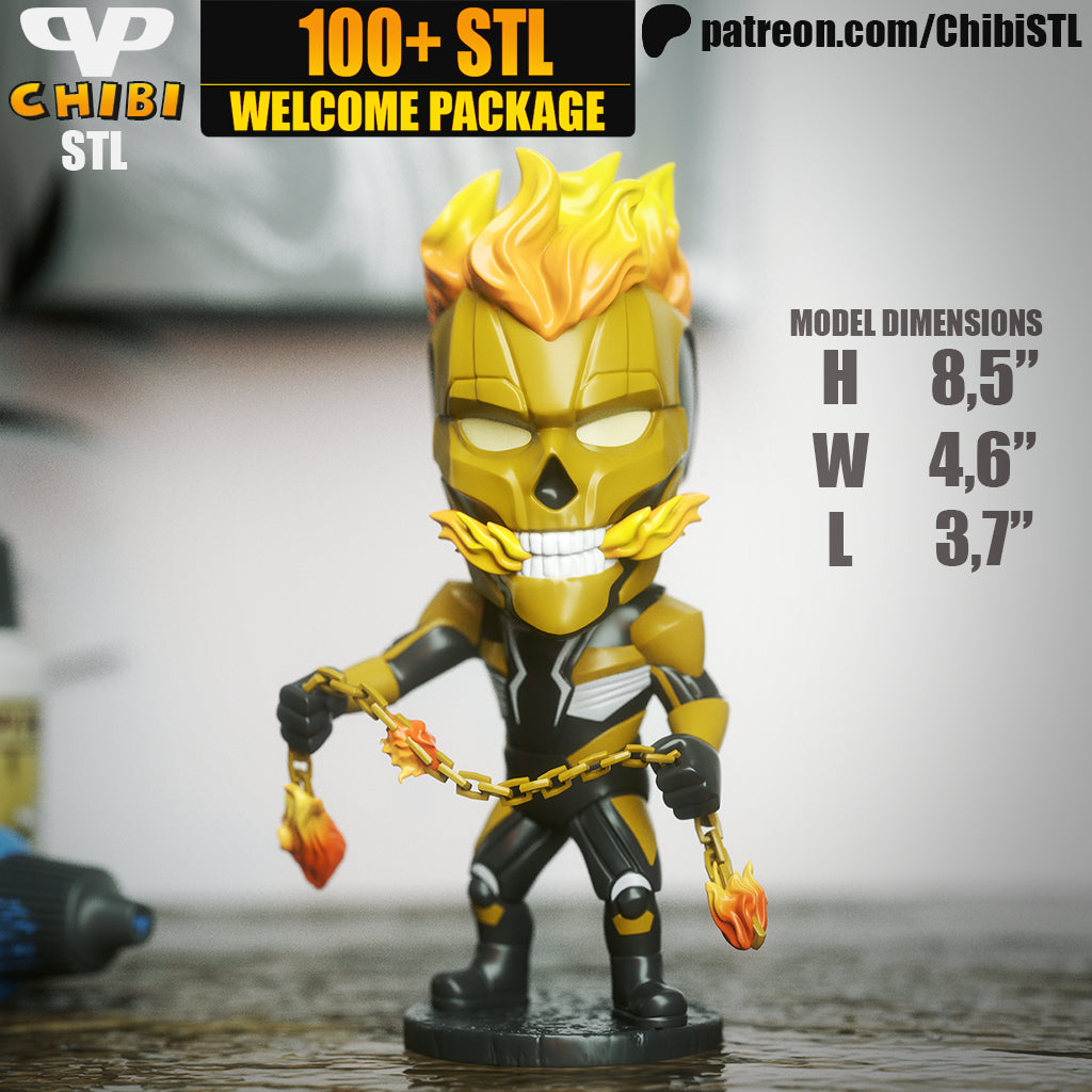 Chibi Ghost Rider | Resin Model Kit | Midnight Suns Inferno Rider