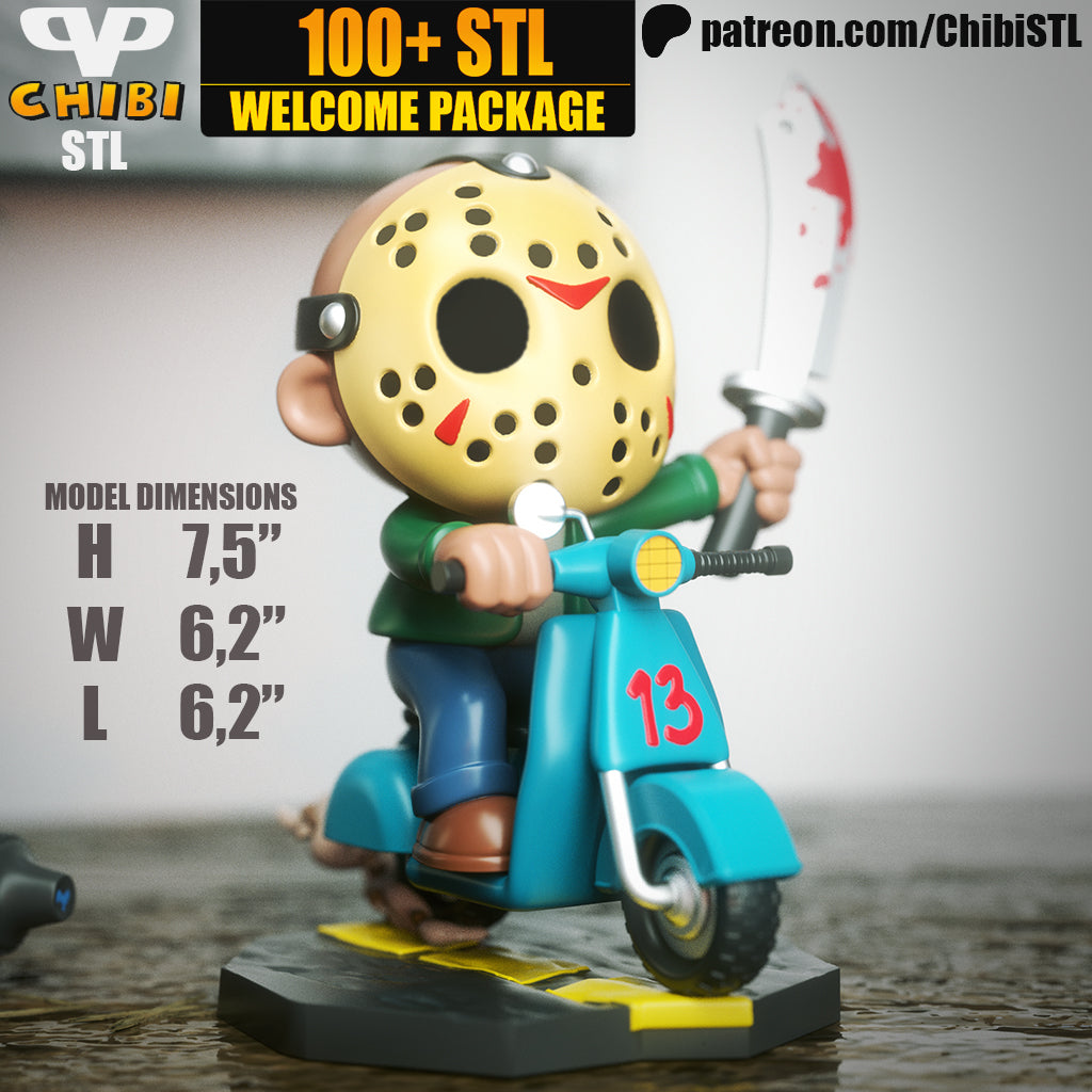 Chibi Jason | Resin Model Kit | Horror Slasher on Vespa