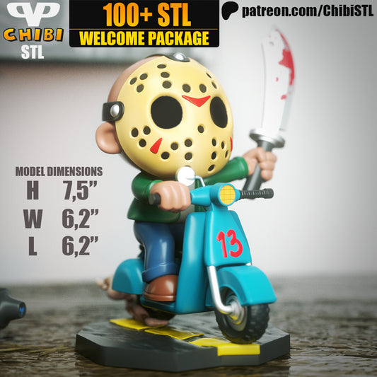 Chibi Jason | Resin Model Kit | Horror Slasher on Vespa