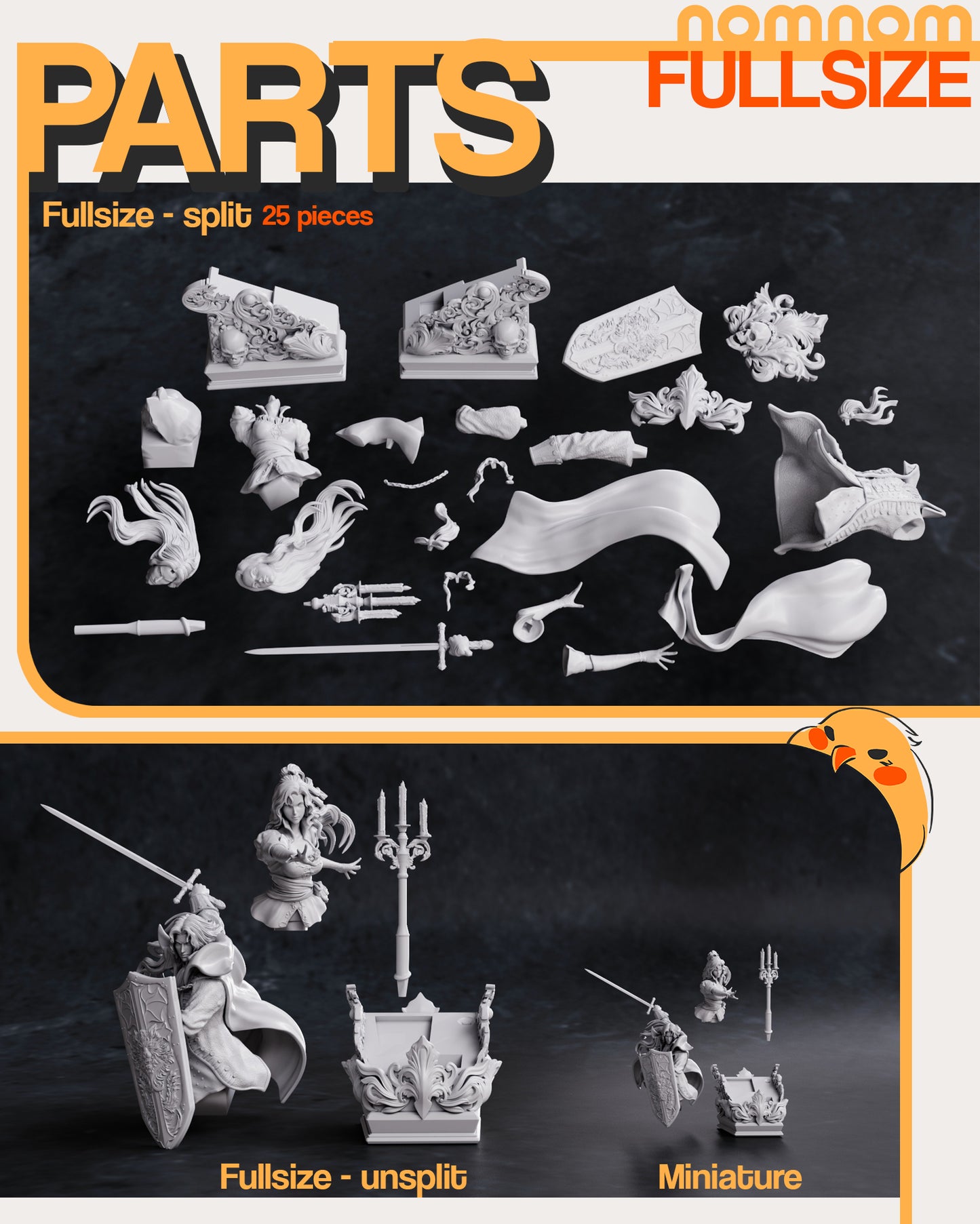 Alucard and Maria | 10-Inch Resin Model Kit | DIY Symphony of the Night Vampire Hunter Duo