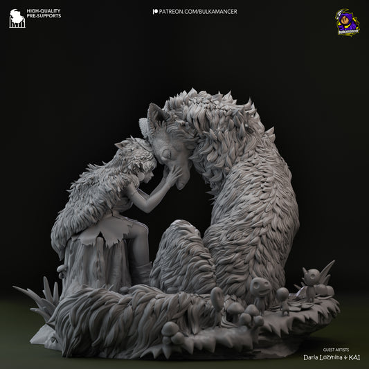 San | 8.5-Inch Resin Model Kit | DIY Princess Mononoke Wolf Warrior