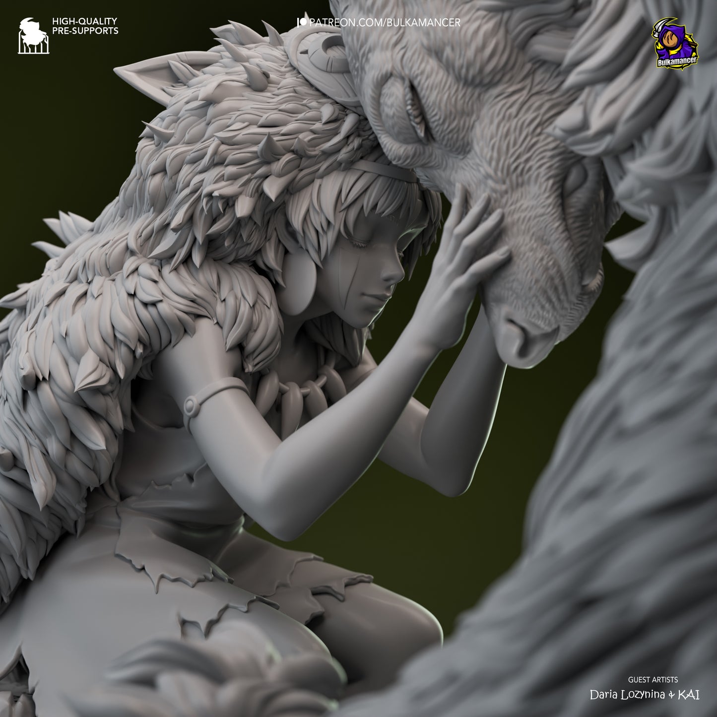 San | 8.5-Inch Resin Model Kit | DIY Princess Mononoke Wolf Warrior