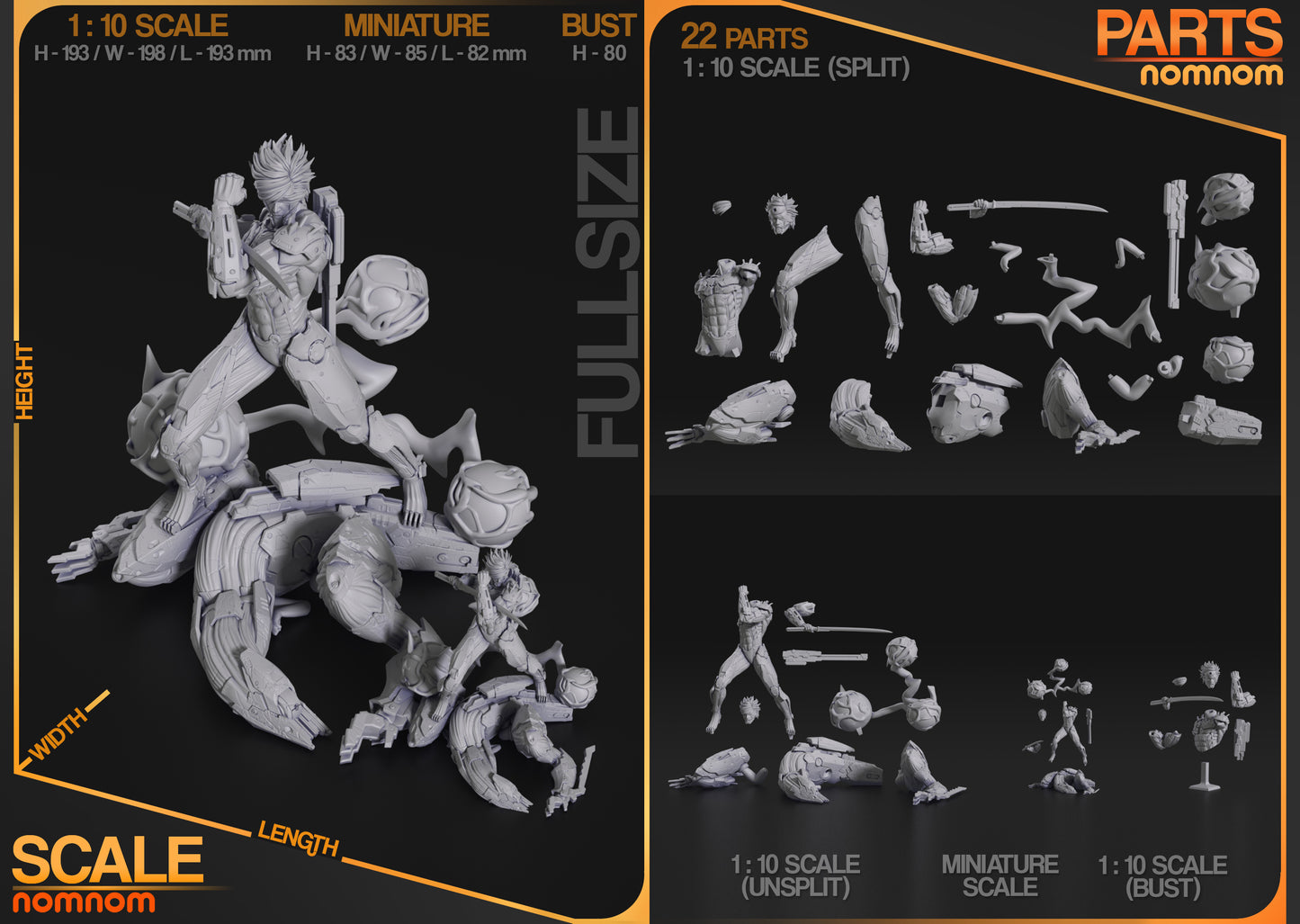 Raiden Bust | 7.5-Inch Resin Model Kit | DIY Metal Gear Cyborg Ninja