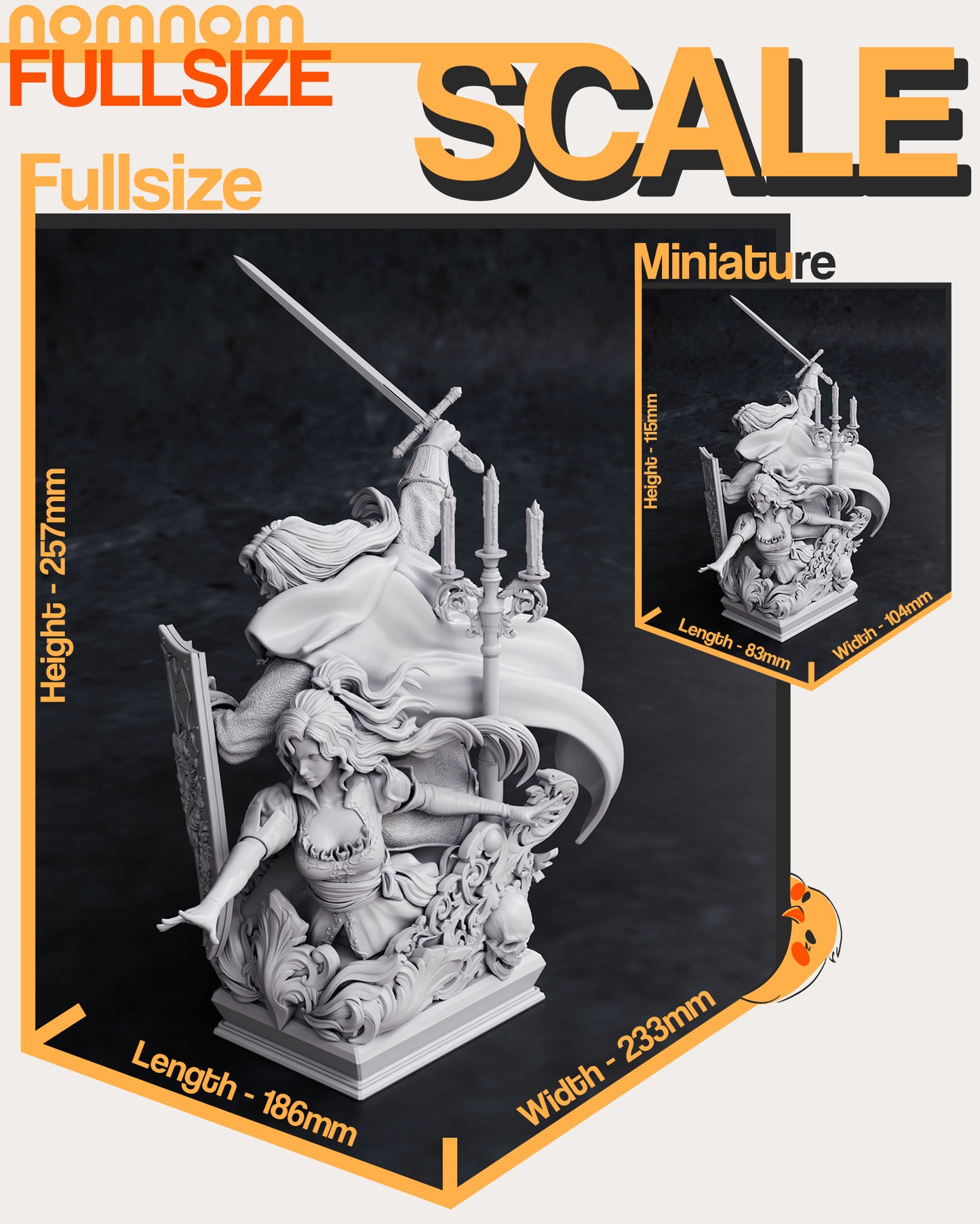 Alucard and Maria | 10-Inch Resin Model Kit | DIY Symphony of the Night Vampire Hunter Duo