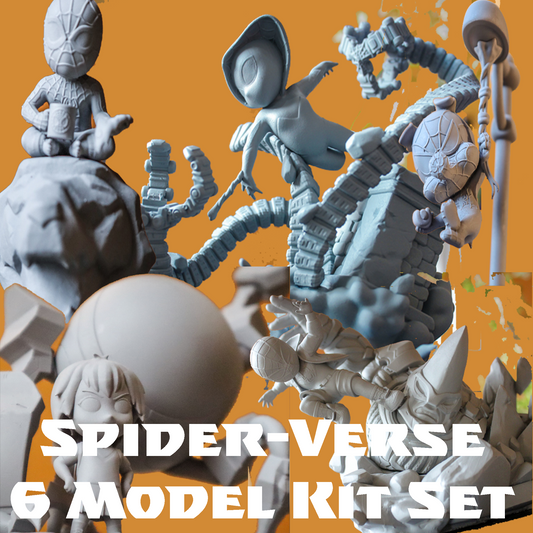 Chibi Spider-Verse Set | 6 Resin Model Kits | DIY Multiverse Spider Heroes