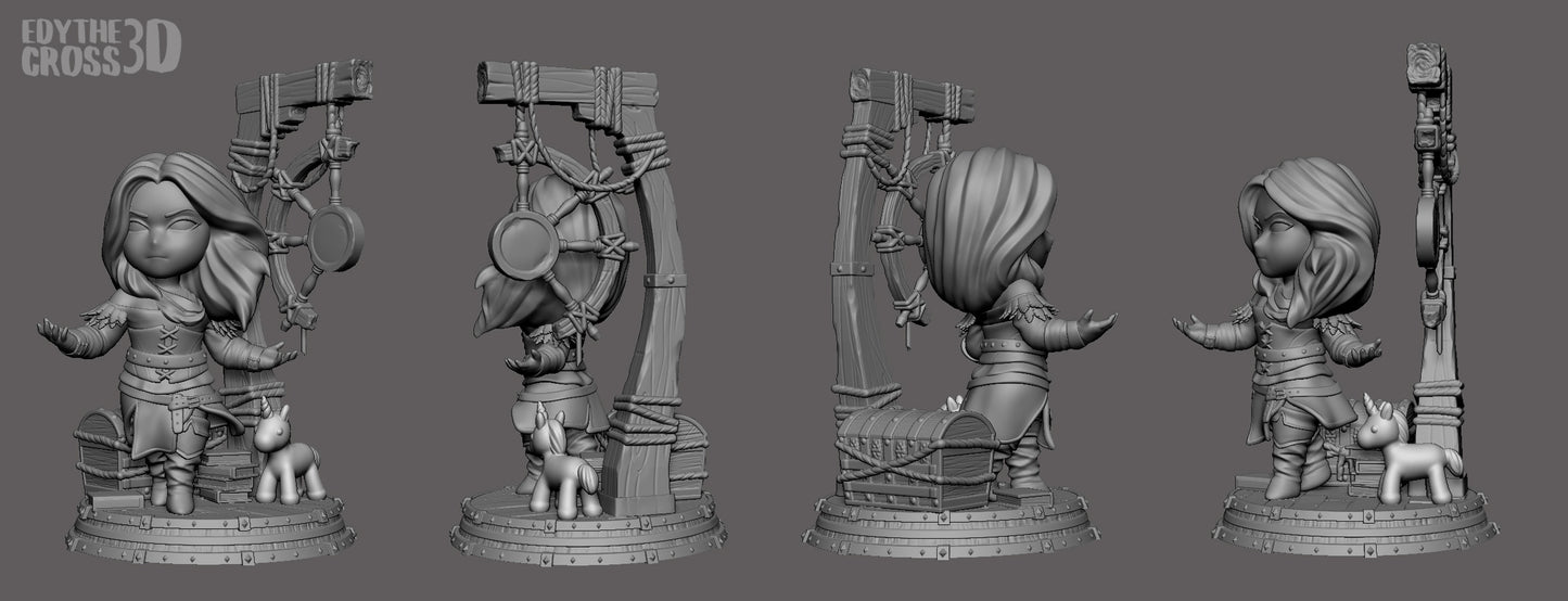 Chibi Yennefer | 4-Inch Resin Model Kit | DIY Witcher Pocket-Sized Powerhouse