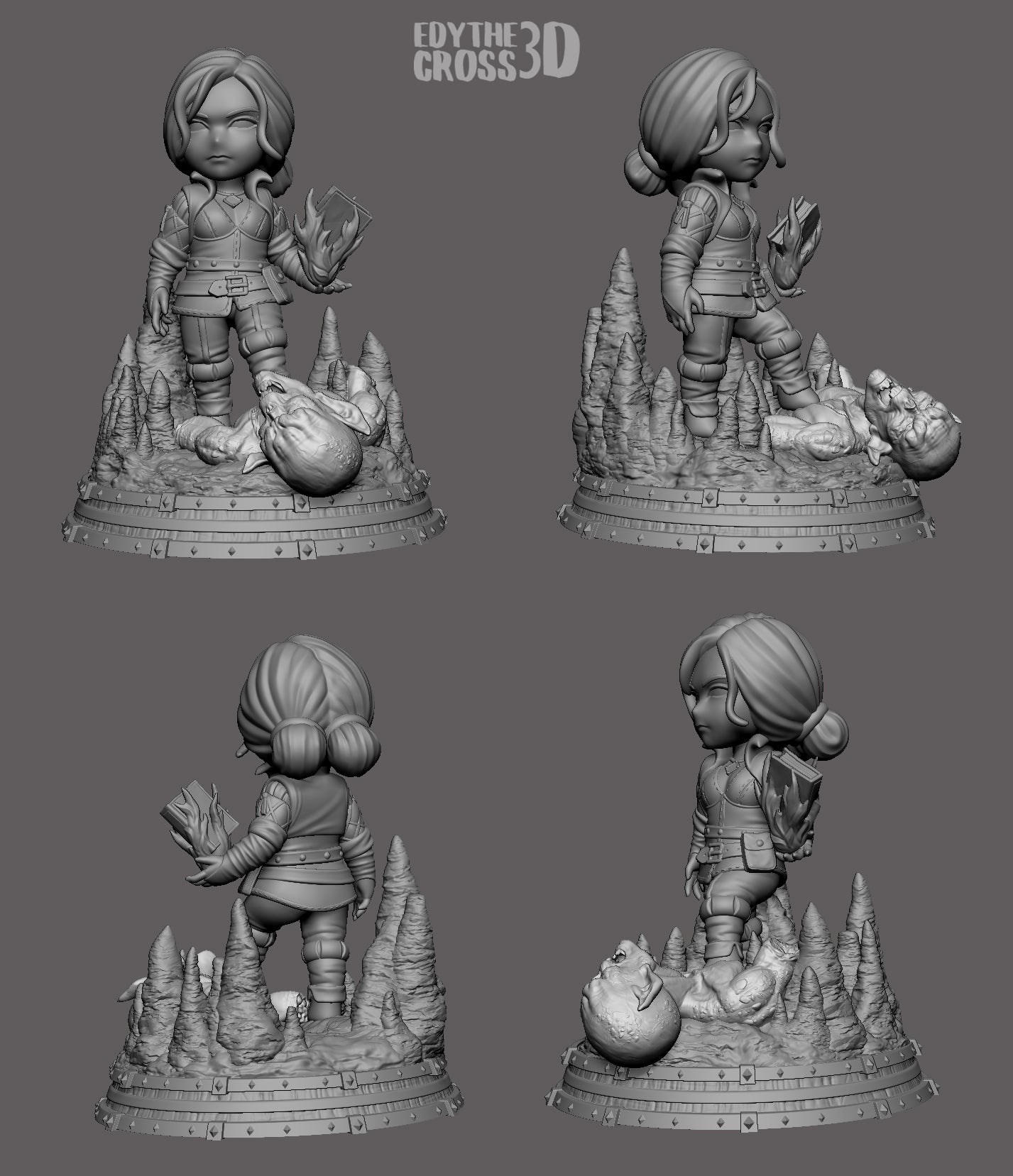 Chibi Triss | 4-Inch Resin Model Kit | DIY Witcher Cute Sorceress