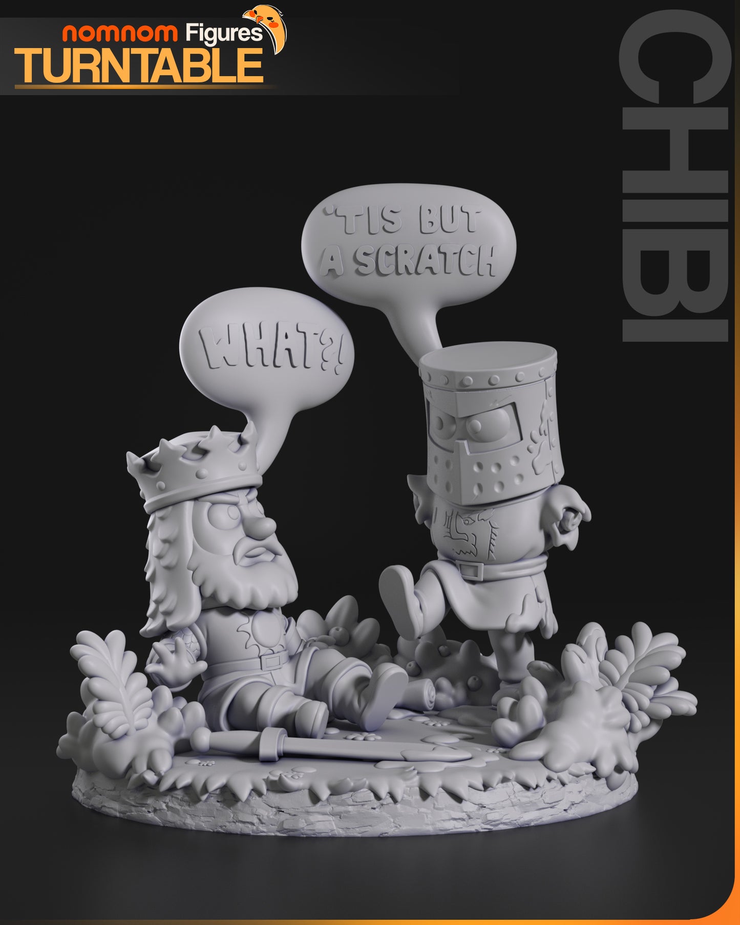 Black Knight vs King Arthur | 3.5-Inch Resin Model Kit | Chibi Holy Grail