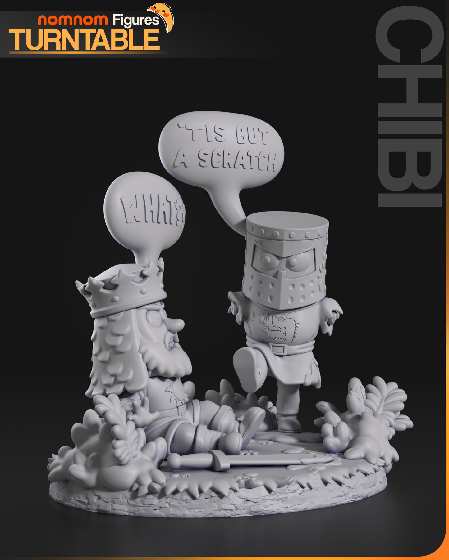 Black Knight vs King Arthur | 3.5-Inch Resin Model Kit | Chibi Holy Grail