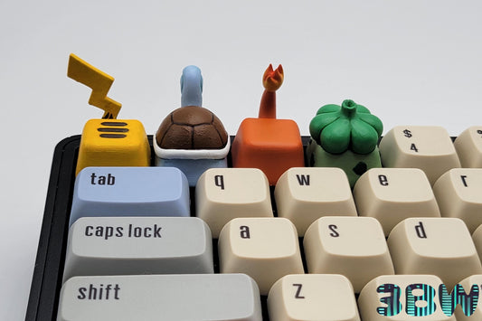 Pokémon Starter Keycap Set | Handpainted Resin Artisan Caps | Cherry MX | Charmander, Bulbasaur, Squirtle, Pikachu