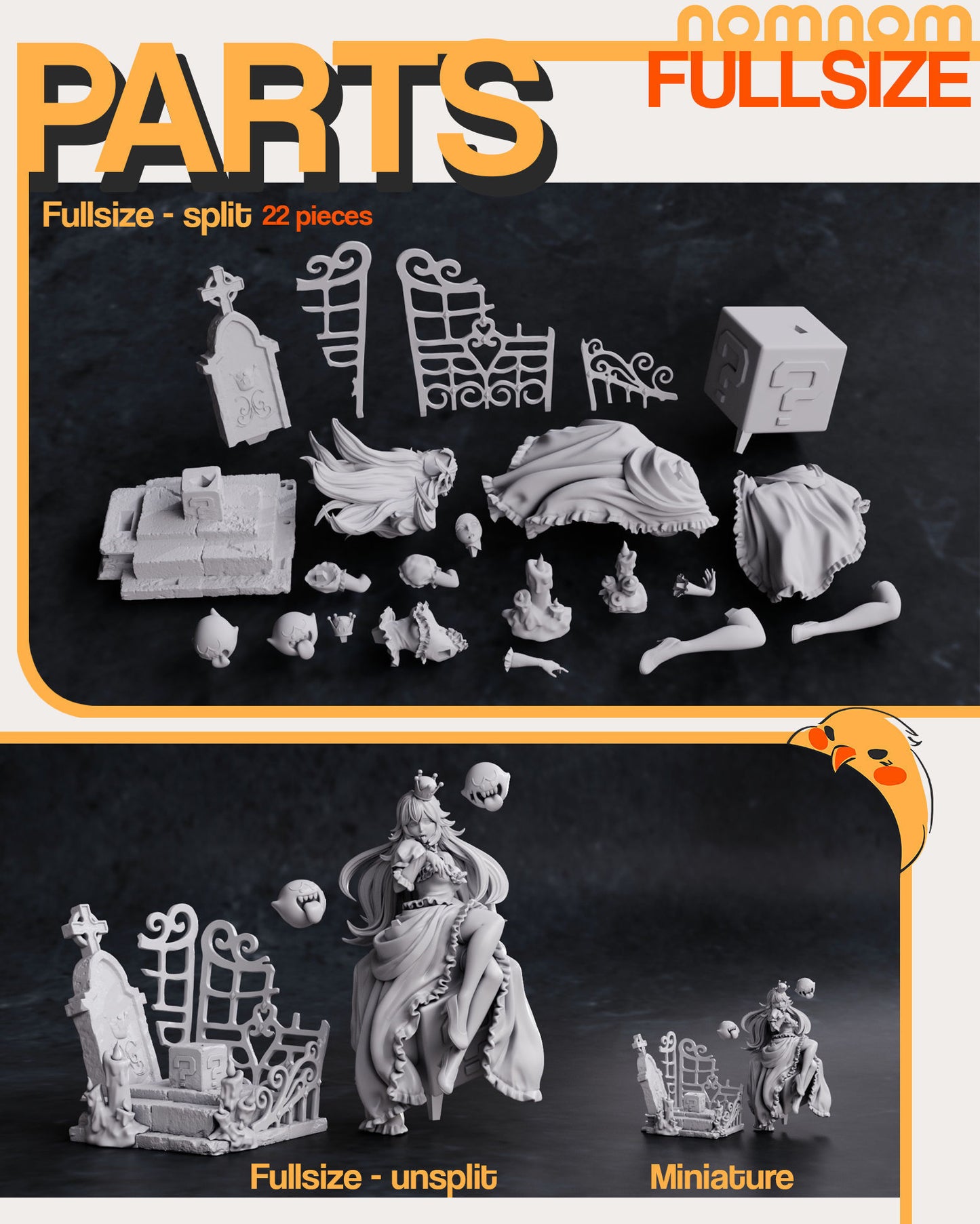 Booette | 7.5-Inch Resin Model Kit | DIY Super Mario Crown Ghost
