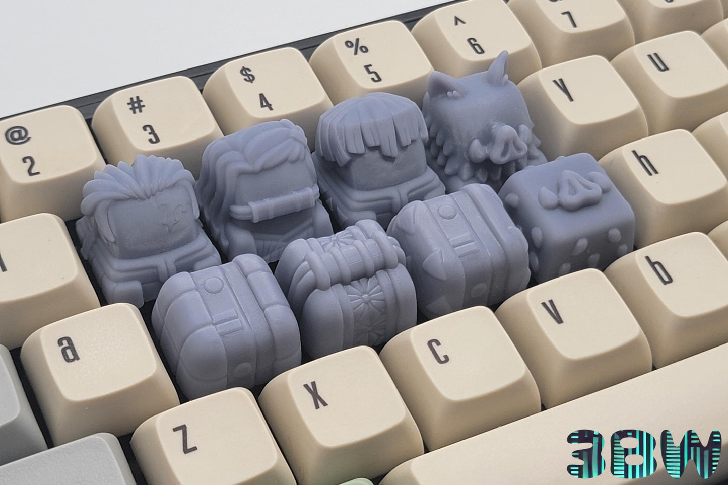 Demon Slayer Keycap Set | Unpainted Resin Artisan Caps | Cherry MX | Tanjiro, Nezuko, Zenitsu, Inosuke