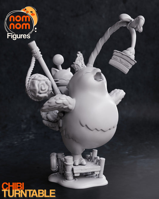 Chibi Chonky Chocobo & Moogle | 5.5" Resin Model Kit | DIY Final Fantasy Cake Scene