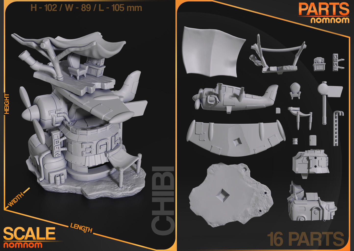 Chibi Flightbar | 4" Resin Model Kit | DIY Fantasy Airplane Bar