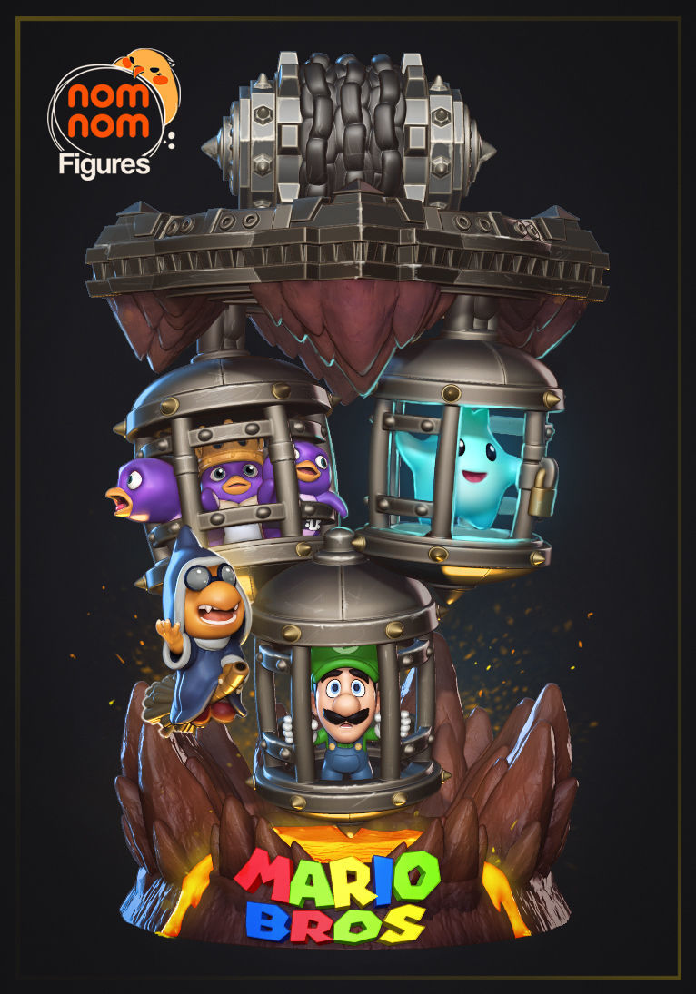 Super Mario Bros Prison Diorama | 5-Inch Resin Model Kit | DIY Nintendo Luigi & Lumalee