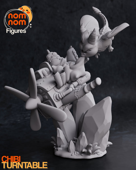 Chibi Spyro | 5.5" Resin Model Kit | DIY Spyro & Sgt. Byrd Fight Scene