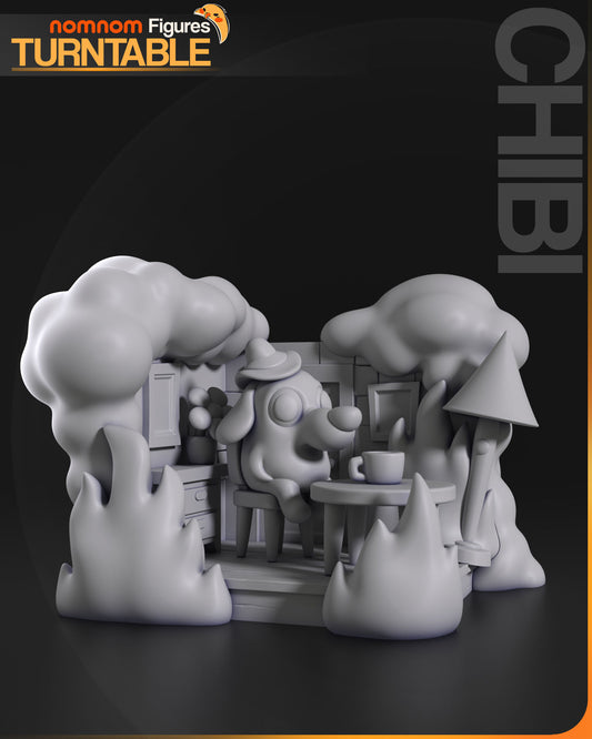 Chibi This is Fine Meme | 3" Resin Model Kit | DIY Meme Character Scene
