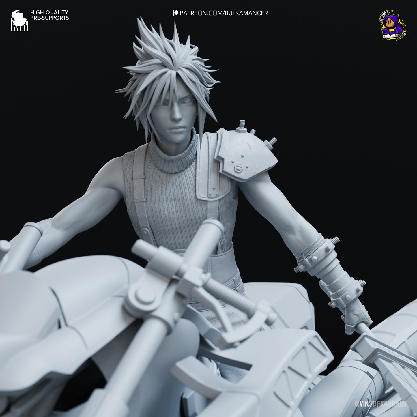 Cloud Strife on Hardy-Daytona | 8.5-Inch Resin Model Kit | Final Fantasy VII Motorcycle