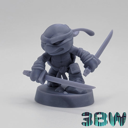 Chibi Leonardo | 2-Inch Resin Model Kit | DIY TMNT Leader Turtle with Katanas