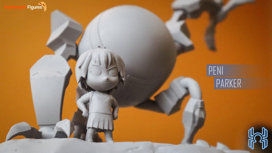 Chibi Peni Parker and SP//dr | Resin Model Kit | DIY Into the Spider-Verse Mecha Diorama